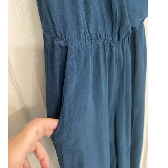 Zara Basic Beaded Surplice Neckline Jumpsuit Navy Blue - M‎ - Picture 8 of 10